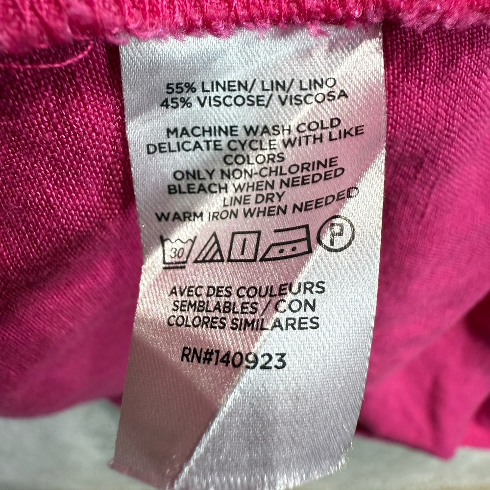 LOFT Flutter Sleeve Dress Women's Medium Hot Pink Linen Blend Pintuck Boho Tunic - Picture 4 of 6